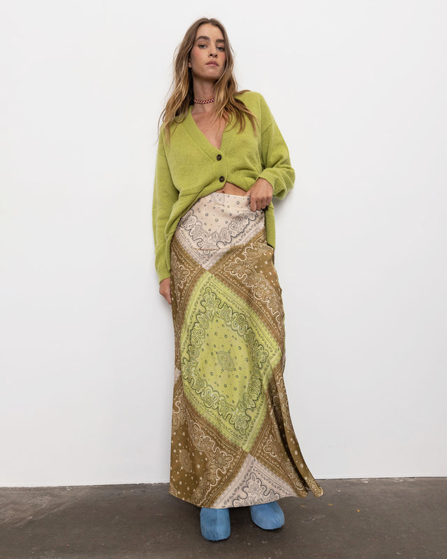 Summery Copenhagen Agnes Bias Skirt In Olive