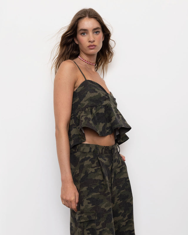 Summery Copenhagen Astrid Crop Top In Khaki