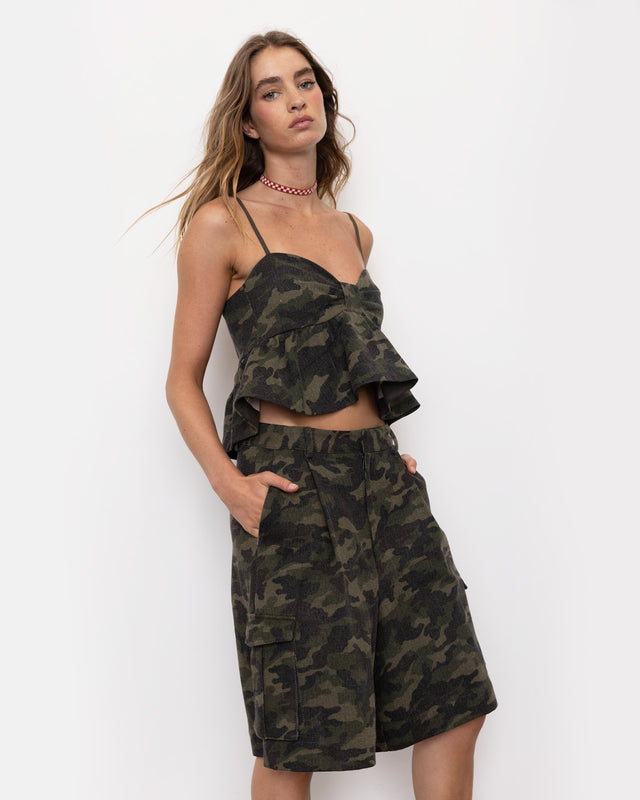 Summery Copenhagen Astrid Drill Jort In Khaki