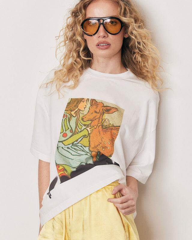 summery copenhagen Bambi Oversized Tee in White