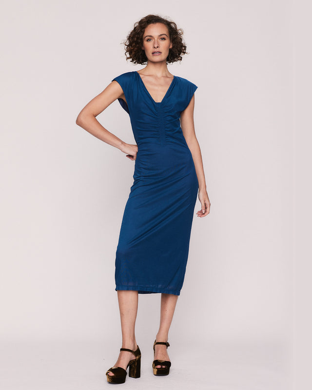 Summery Copenhagen BLU MIDI DRESS IN BLUE