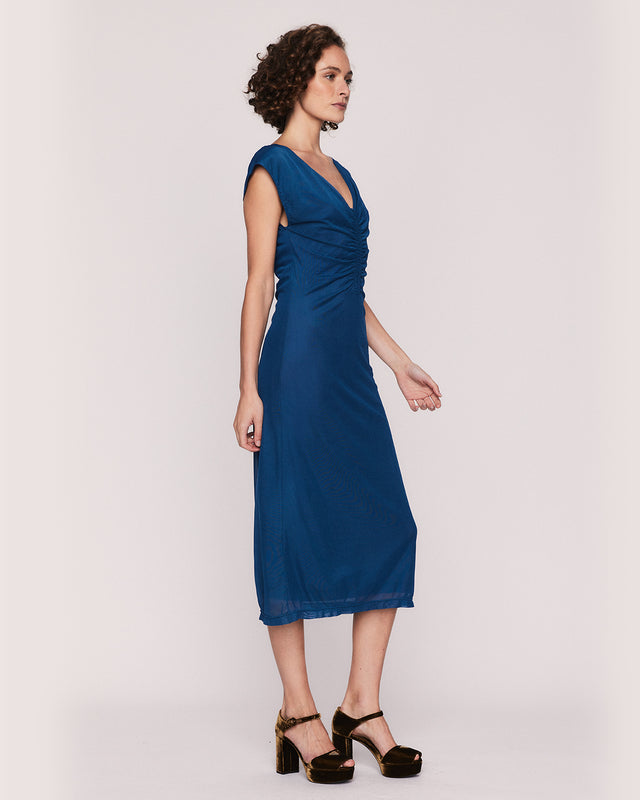 Summery Copenhagen BLU MIDI DRESS IN BLUE
