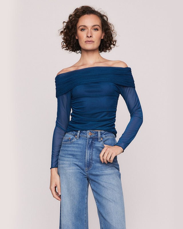 Summery Copenhagen BLU OFF SHOULDER TOP IN BLUE
