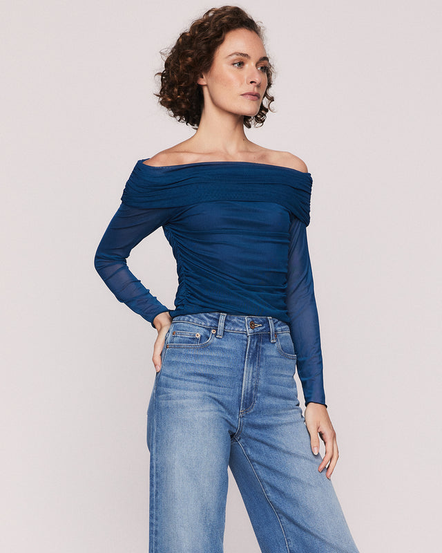 Summery Copenhagen BLU OFF SHOULDER TOP IN BLUE