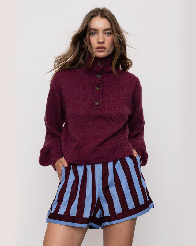 Summery Copenhagen DORA HIGH NECK SWEATER IN PLUM