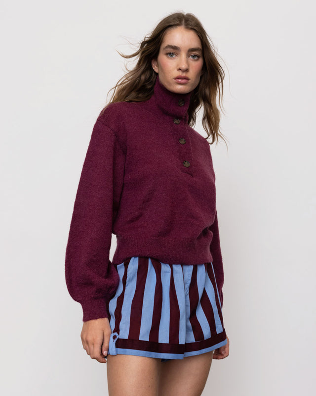 Summery Copenhagen DORA HIGH NECK SWEATER IN PLUM