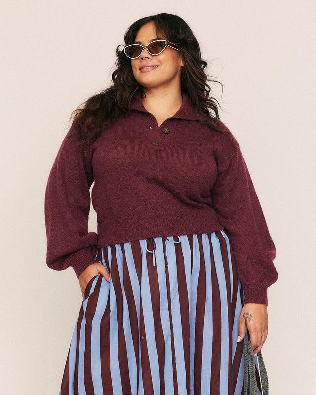 summery copenhagen DORA HIGH NECK SWEATER IN PLUM