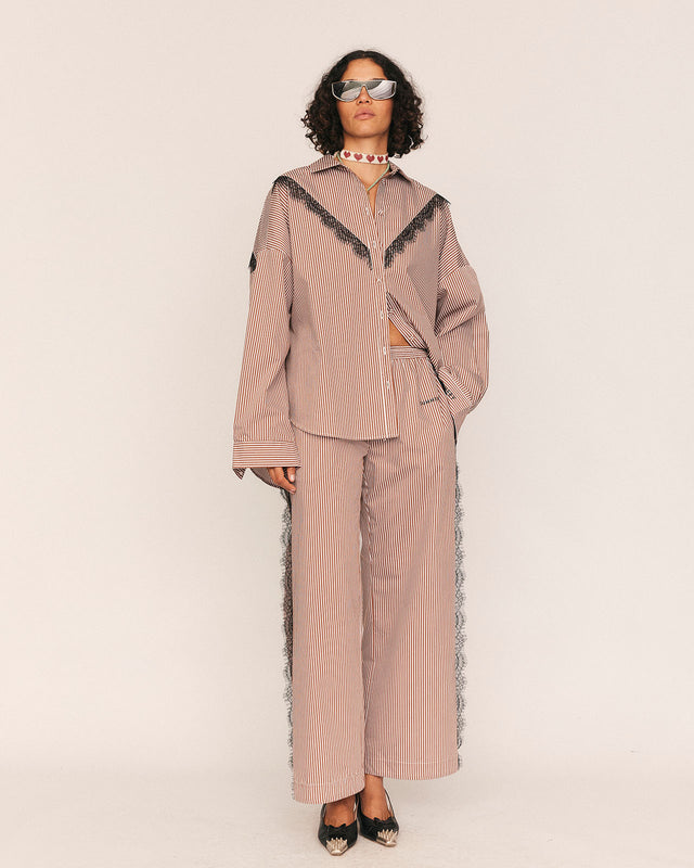 summery copenhagen Frida Lace Pant in Brown