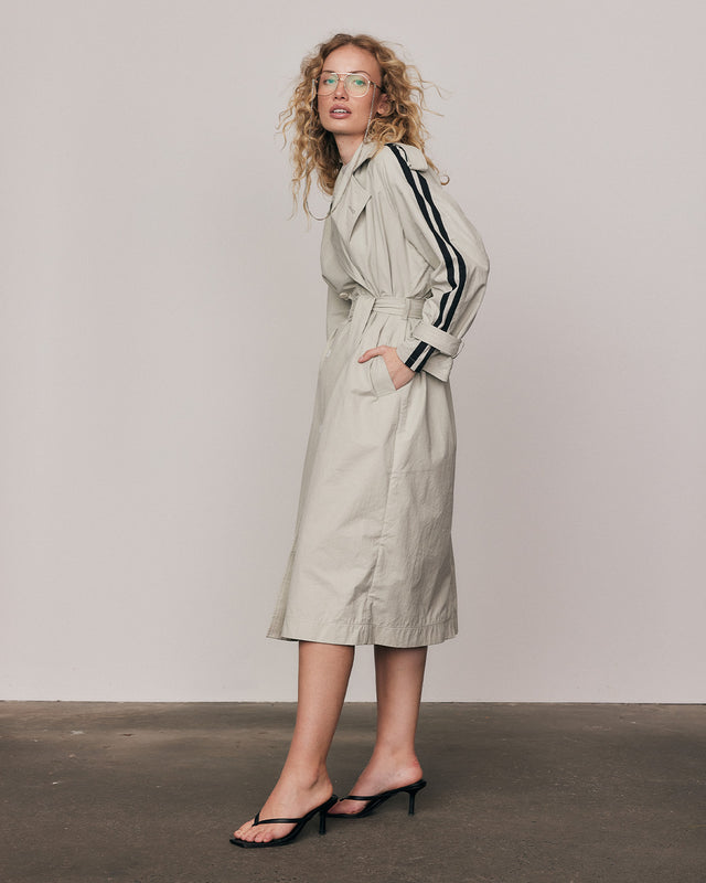 summery copenhagen GREY MAXIE STRIPE TRENCH