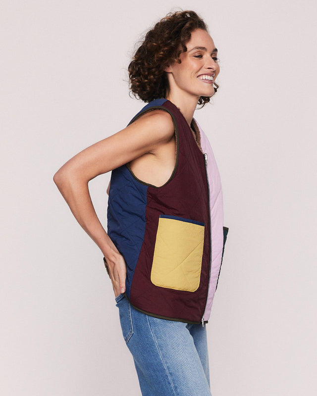 Summery Copenhagen HARLOW QUILTED VEST IN MULTI