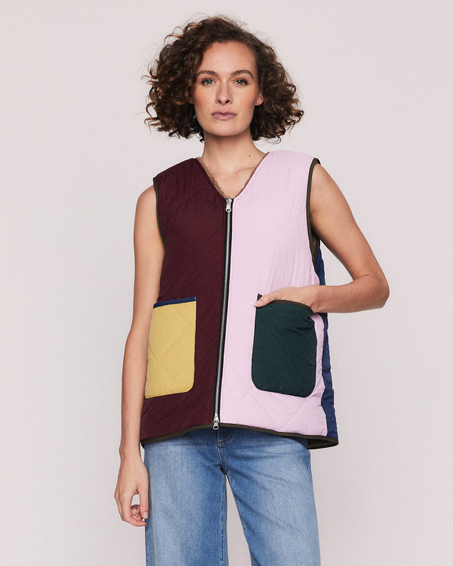 summery copenhagen HARLOW QUILTED VEST IN MULTI