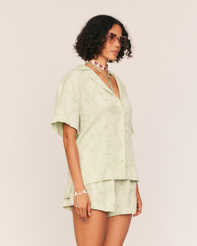 Summery Copenhagen Jude Button Up Shirt In Lime