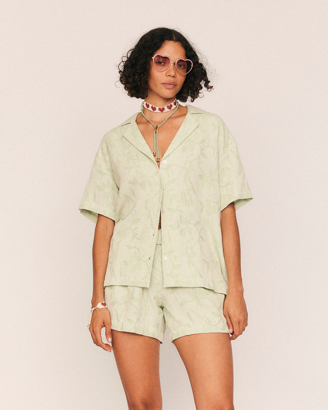 summery copenhagen Jude Button Up Shirt in Lime