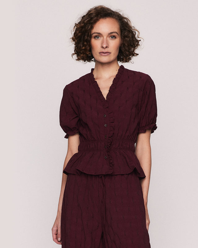 Summery Copenhagen KAREN WAISTED TOP IN PLUM