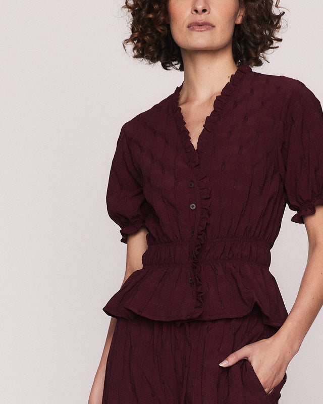 Summery Copenhagen KAREN WAISTED TOP IN PLUM