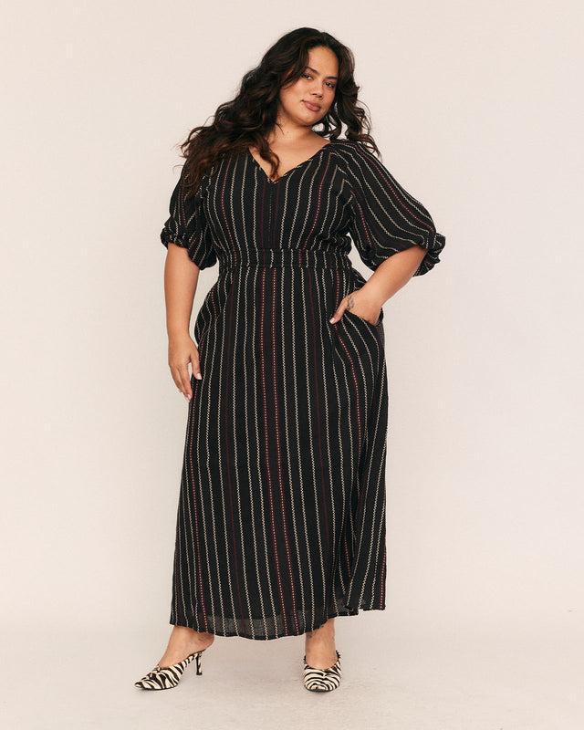 summery copenhagen MAELLE WAISTED MIDI IN BLACK