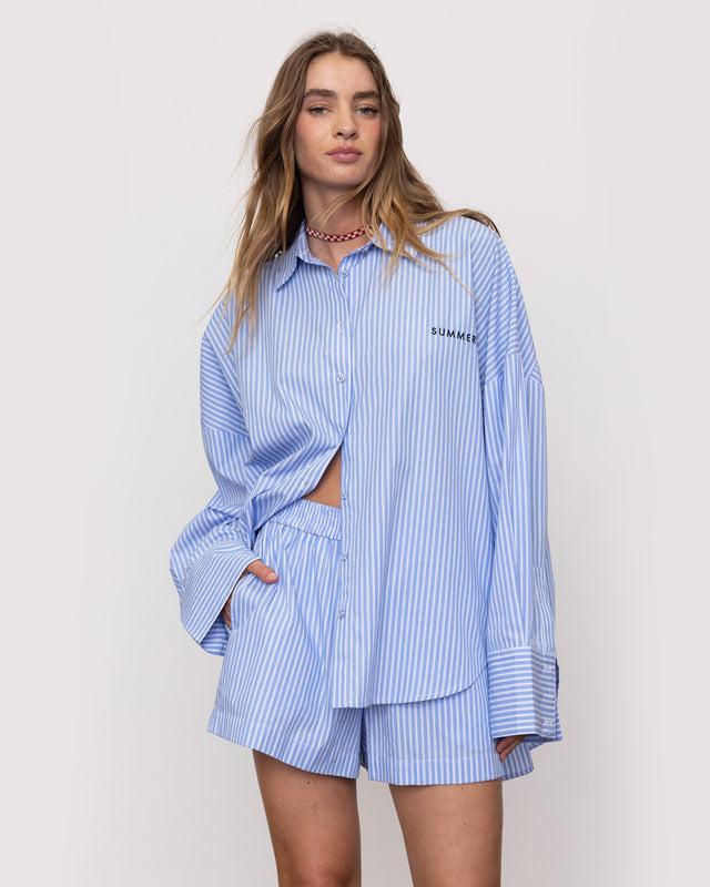 Summery Copenhagen Marie Oversized Shirt In Blue