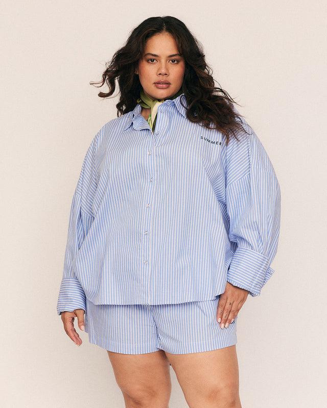 summery copenhagen Marie Oversized Shirt in Blue
