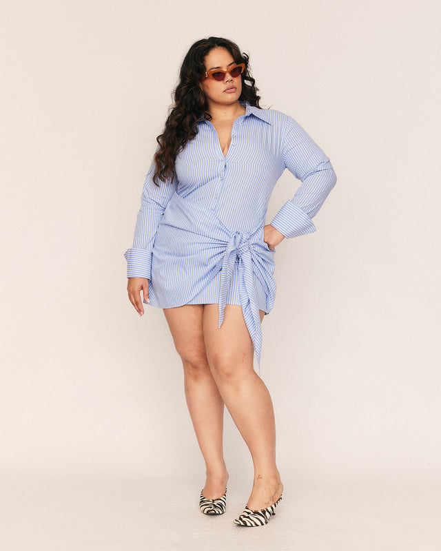 summery copenhagen Marie Wrap Dress in Blue