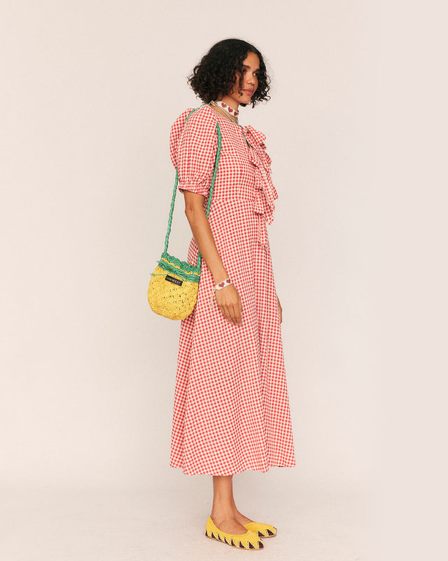 Summery Copenhagen Maude Check Midi Dress In Red