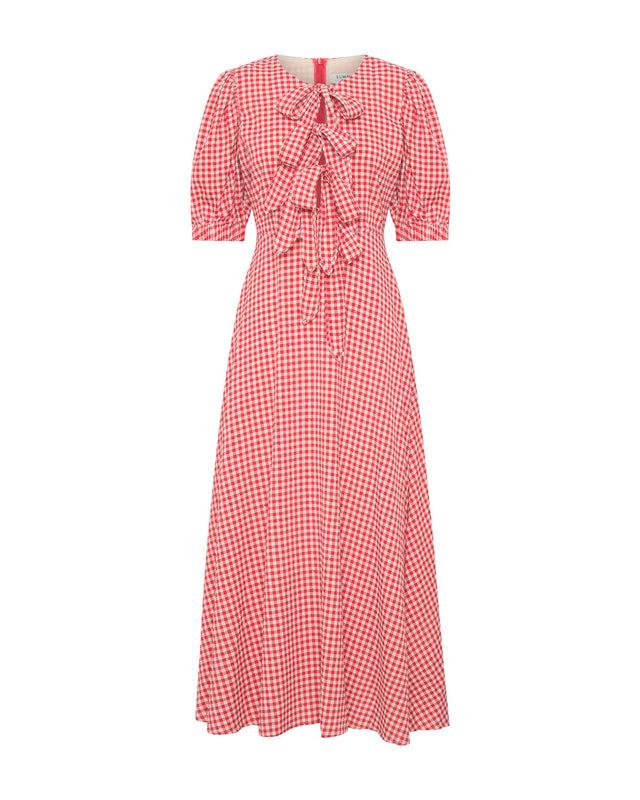 Summery Copenhagen Maude Check Midi Dress In Red