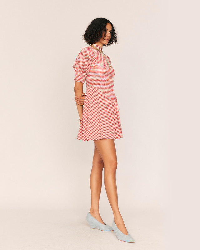 Summery Copenhagen Maude Check Mini Dress In Red