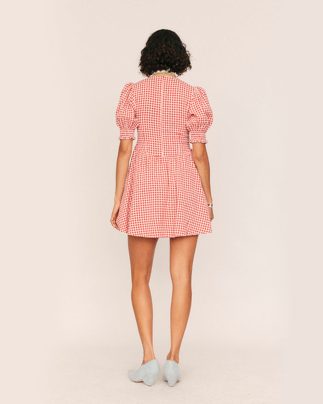 Summery Copenhagen Maude Check Mini Dress In Red