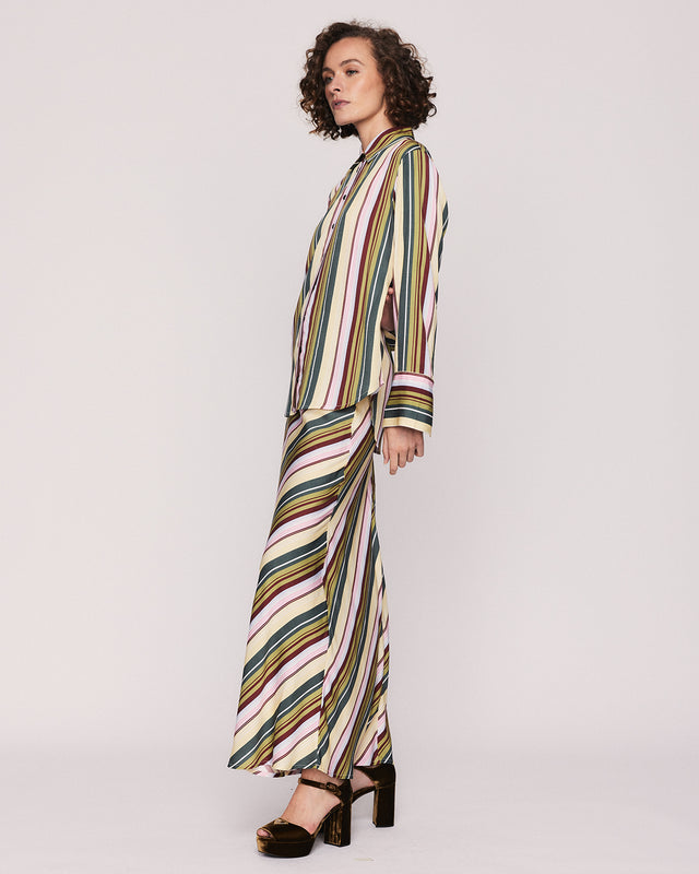 Summery Copenhagen STRIPE ELYSSE BIAS SLIP SKIRT