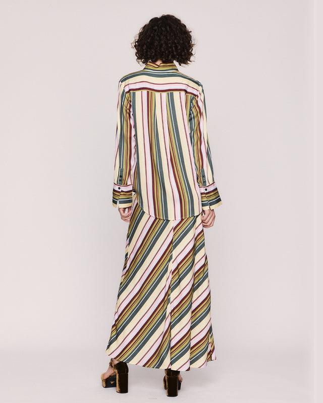 Summery Copenhagen STRIPE ELYSSE BIAS SLIP SKIRT