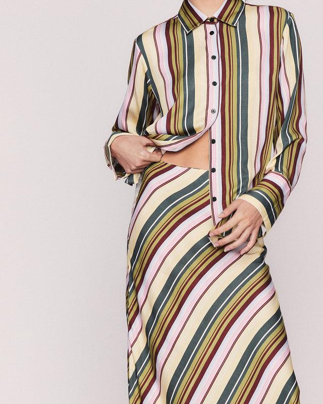 Summery Copenhagen STRIPE ELYSSE BIAS SLIP SKIRT