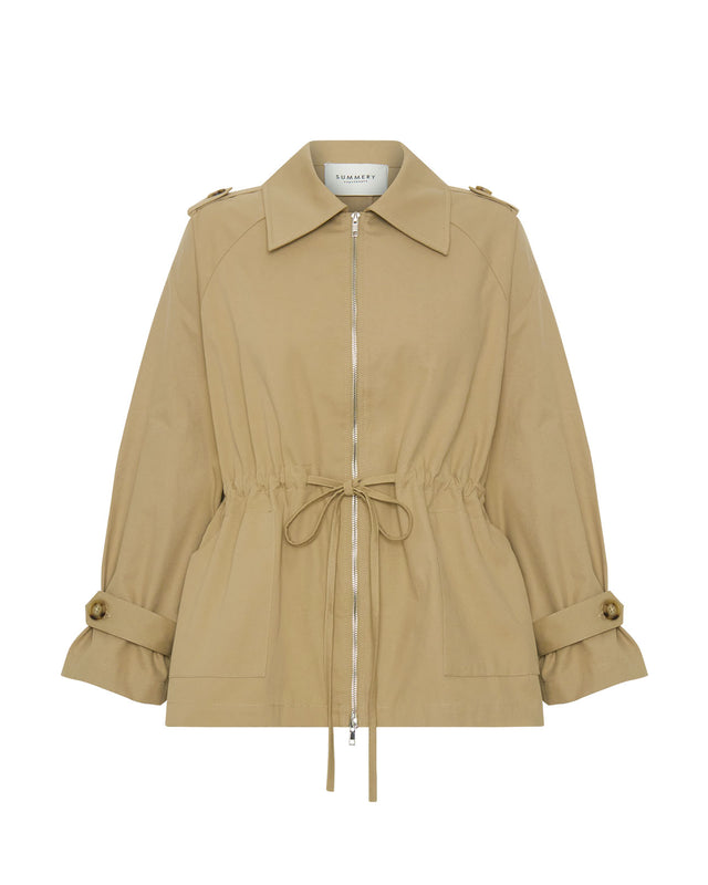 Summery Copenhagen Swing Cropped Trench In Taupe