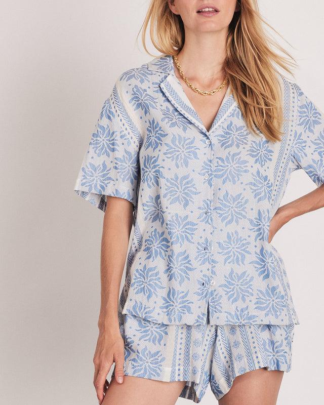 Summery Copenhagen ZAIN SHIRT IN WHITE-BLUE