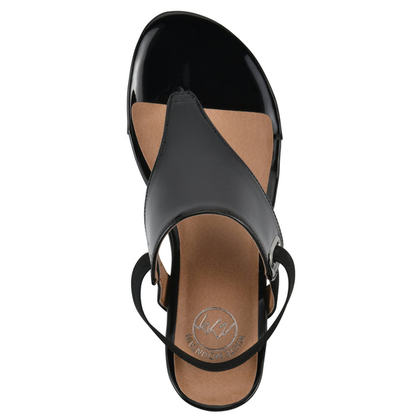 Summit By White Mountain All Dres Wedge Sandal - Black Patent