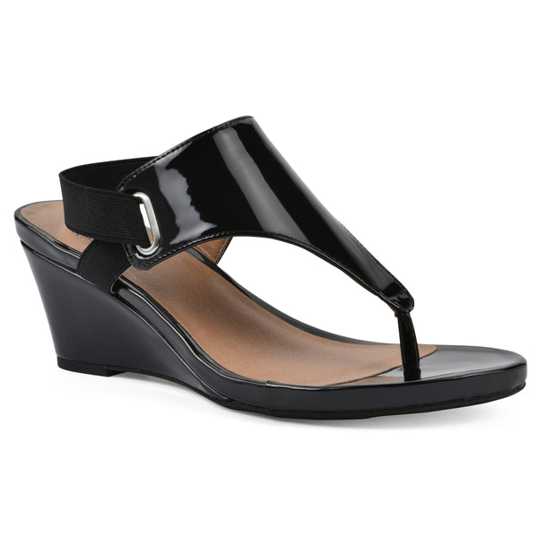 summit by white mountain All Dres Wedge Sandal - Black Patent