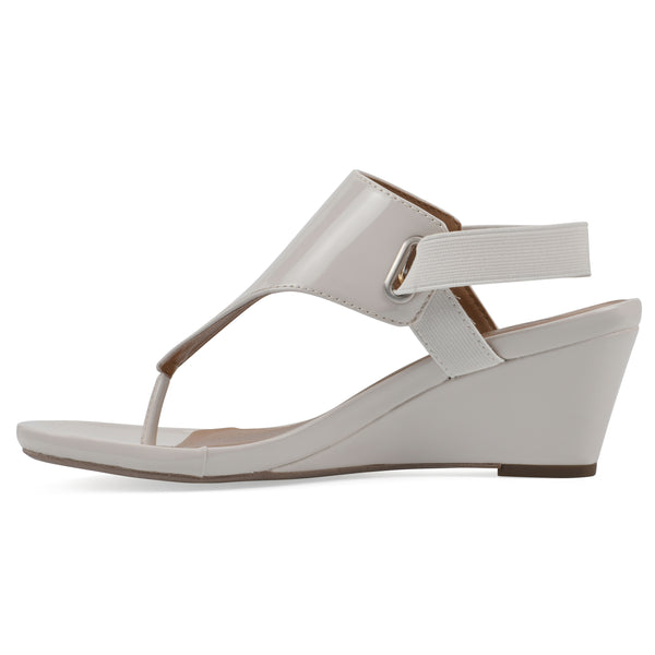 Summit By White Mountain All Dres Wedge Sandal - Eggshell Patent