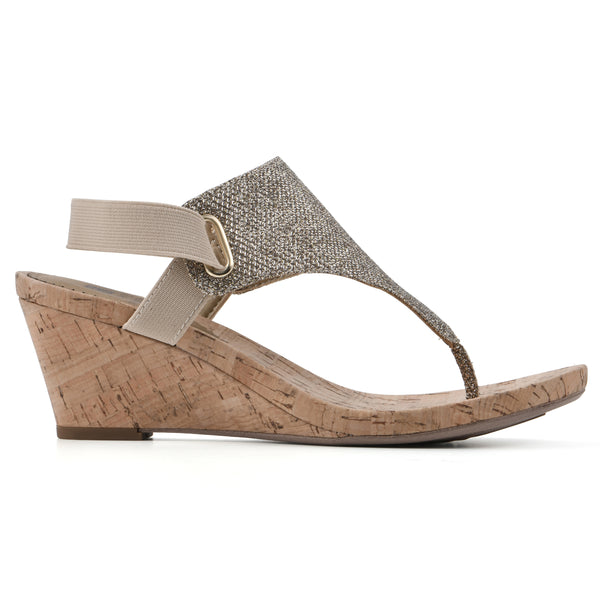 Summit By White Mountain All Good Wedge Sandal - Light Gold