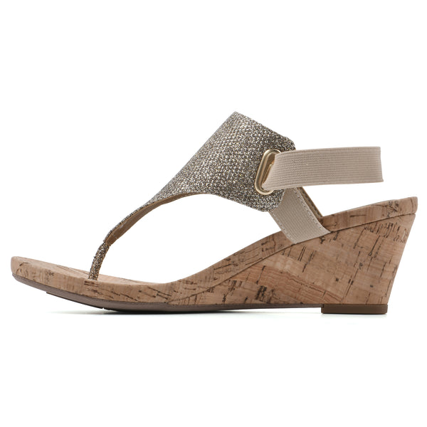 Summit By White Mountain All Good Wedge Sandal - Light Gold