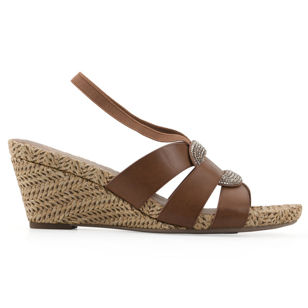 Summit By White Mountain Atavi Wedge Sandal - Dark Tan