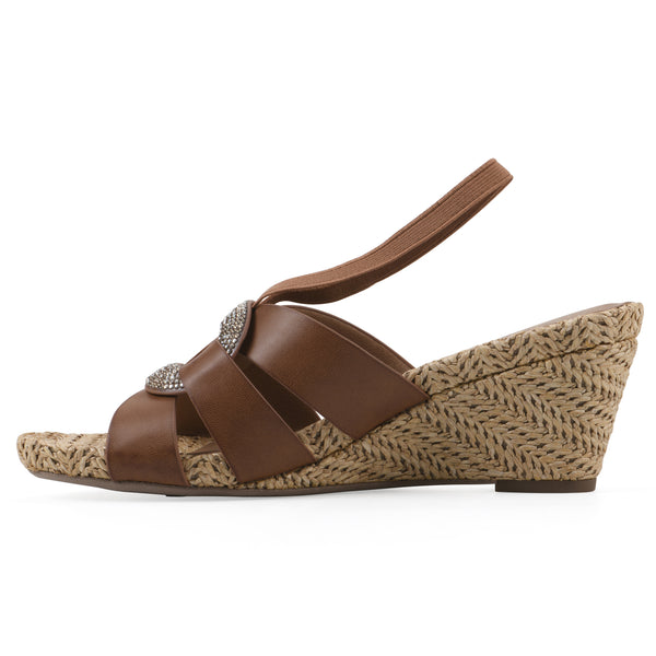 Summit By White Mountain Atavi Wedge Sandal - Dark Tan