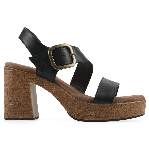 Summit By White Mountain Barb Heel - Black Faux Leather