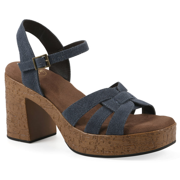 summit by white mountain Barista Heel - Denim Blue Fabric