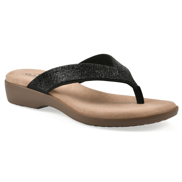 summit by white mountain Becharm Sandal - Black Fabric