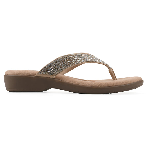 Summit By White Mountain Becharm Sandal - Gold Fabric