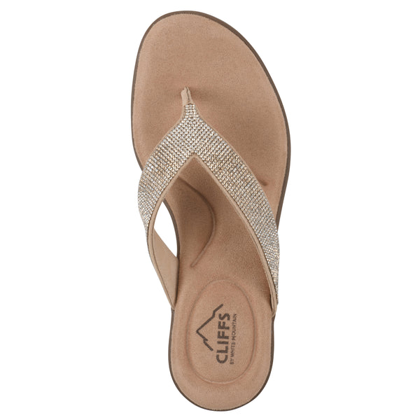 Summit By White Mountain Becharm Sandal - Gold Fabric