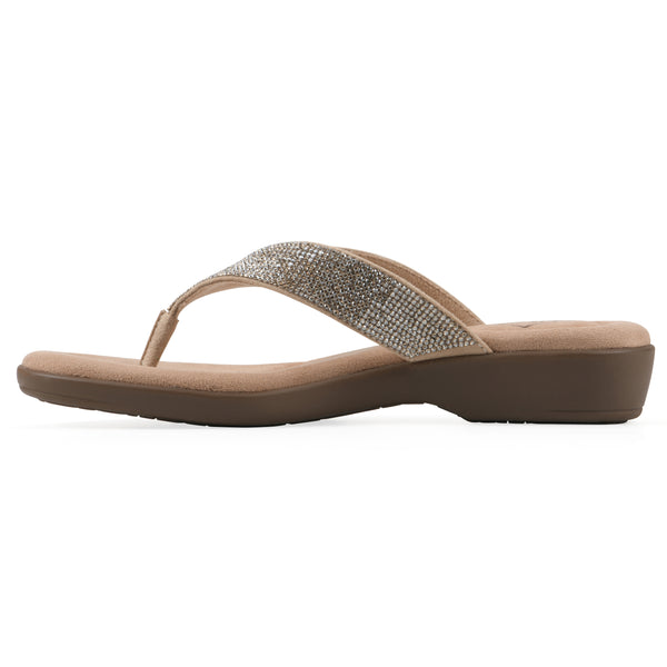 Summit By White Mountain Becharm Sandal - Gold Fabric