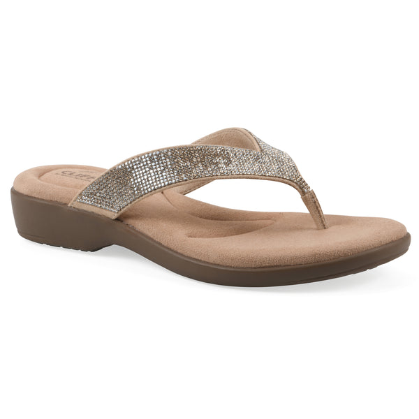 summit by white mountain Becharm Sandal - Gold Fabric