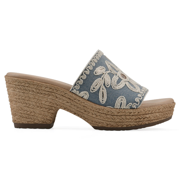 Summit By White Mountain Biancia Heeled Sandal - Denim Blue Fabric