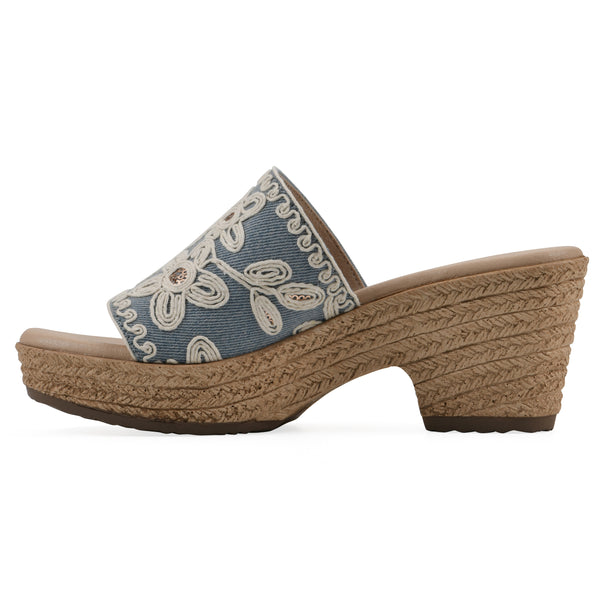 Summit By White Mountain Biancia Heeled Sandal - Denim Blue Fabric