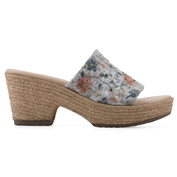 Summit By White Mountain Biancia Heeled Sandal - Light Blue Floral Fabric