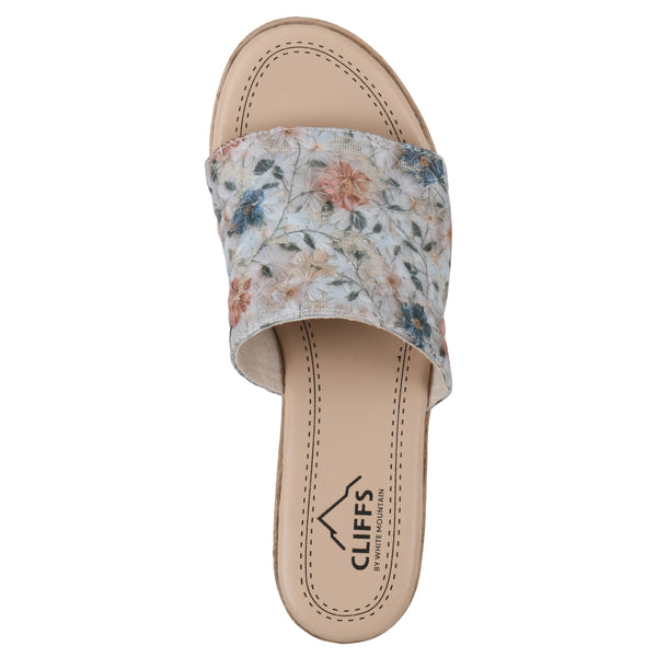 Summit By White Mountain Biancia Heeled Sandal - Light Blue Floral Fabric